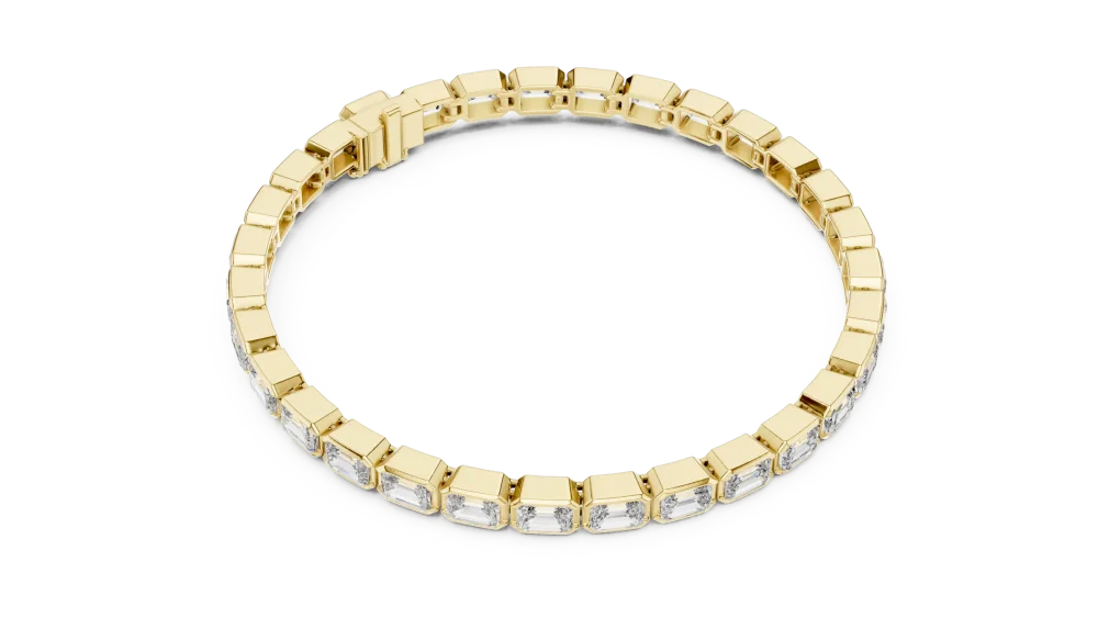 Architectural Emerald Cut Bezel-Set Tennis Bracelet - Image 2