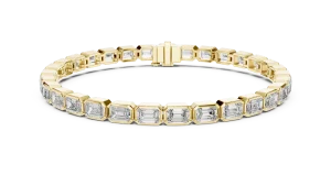 Architectural Emerald Cut Bezel-Set Tennis Bracelet