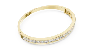 Luminary Round Brilliant Pavé-Set Channel Bangle