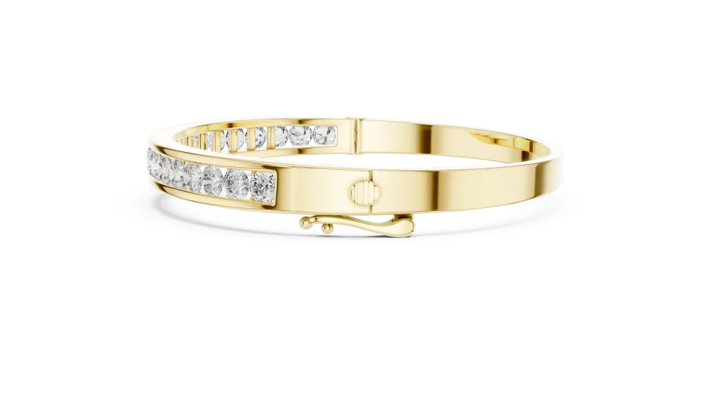 Luminary Round Brilliant Pavé-Set Channel Bangle - Image 3