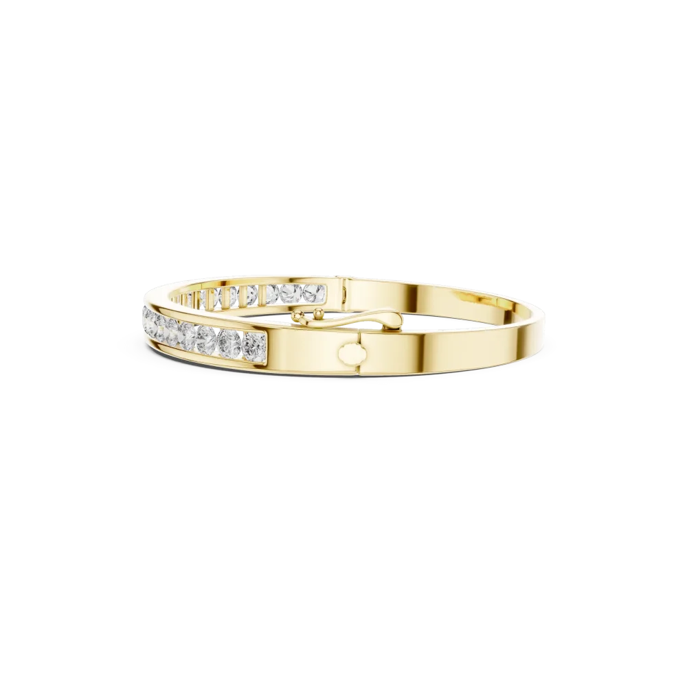 Infinite Round Brilliant Channel-Set Statement Bangle - Image 3