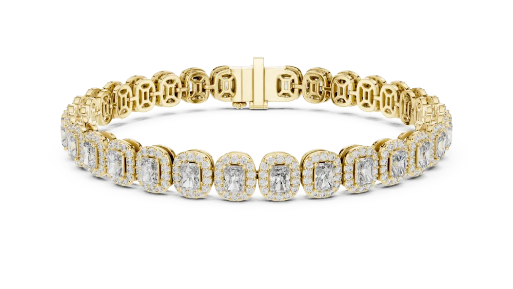 Adorn your wrist with the radiant brilliance of this DIAMEUR lab-grown diamond tennis bracelet. Experience modern luxury and unmatched sparkle. Shop now.