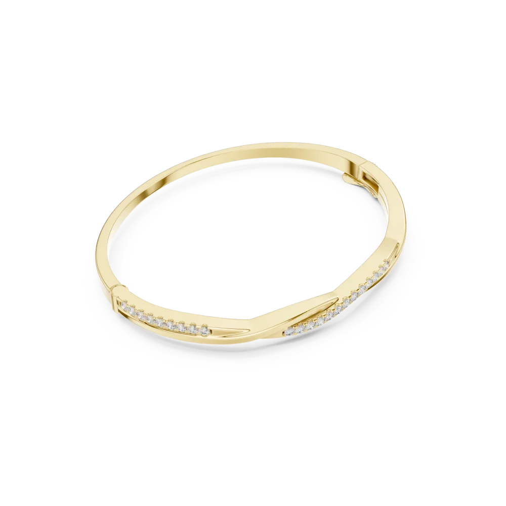 Elevate your ensemble with this fluid pavé-set DIAMEUR lab-grown diamond bangle. A modern classic of sustainable luxury, shop this exquisite piece now.