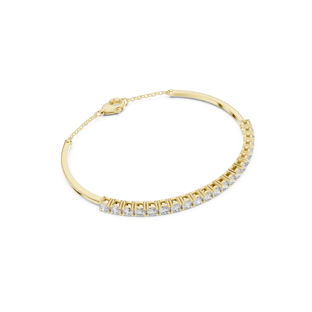 Discover the radiant beauty of this round DIAMEUR lab-grown diamond tennis bracelet. Expertly crafted for timeless elegance. Shop this modern luxury.