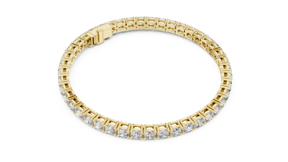 Adorn your wrist with the timeless radiance of cushion cut DIAMEUR diamonds. This modern classic tennis bracelet offers unmatched fire. Shop now.