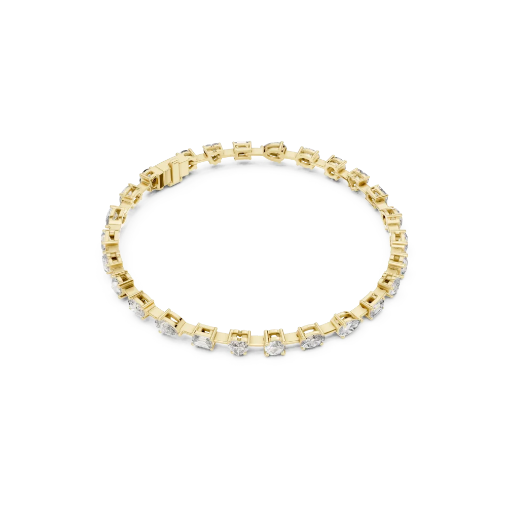 Adorn your wrist with the brilliance of our mixed-cut tennis bracelet. Featuring premium DIAMEUR diamonds, discover modern luxury. Shop now.