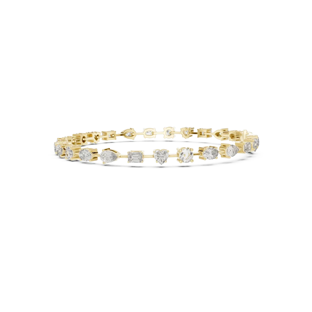 Symmetry Multi-Shape Mixed Cut Statement Tennis Bracelet - Image 3