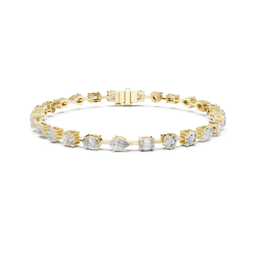 Symmetry Multi-Shape Mixed Cut Statement Tennis Bracelet - Image 2