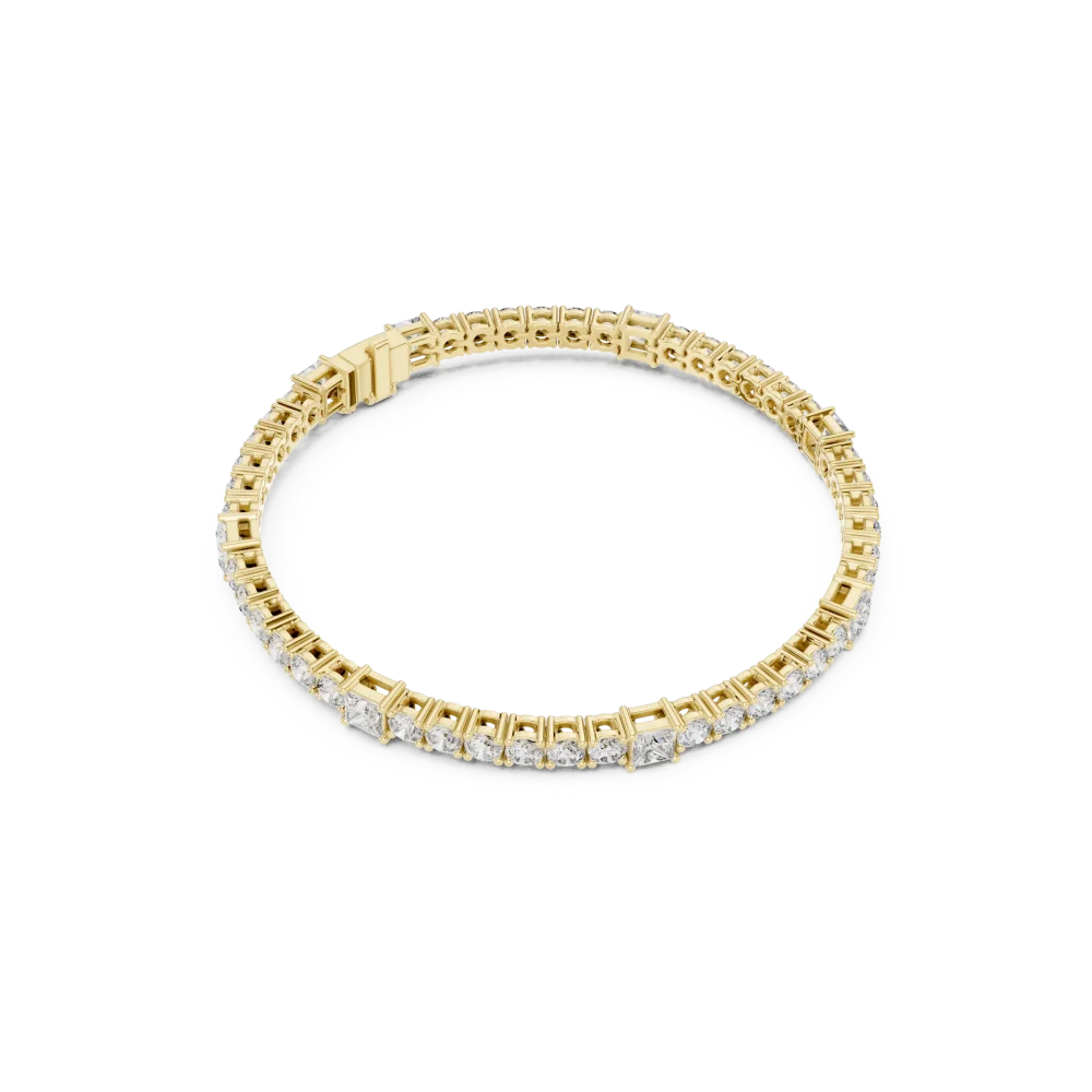 Discover the radiant allure of our princess and round DIAMEUR lab-grown diamond tennis bracelet. Experience sustainable, modern luxury today.