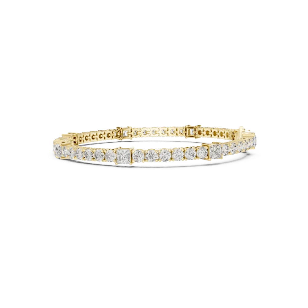 Symmetry Princess and Round Brilliant Geometric Tennis Bracelet - Image 3
