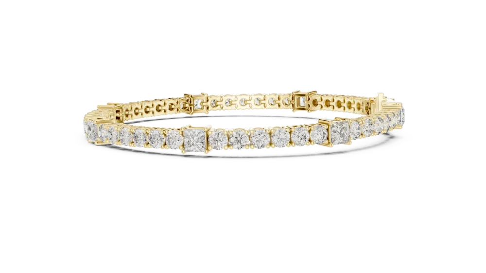 Luminary Princess and Round Brilliant Cut Tennis Bracelet - Image 3