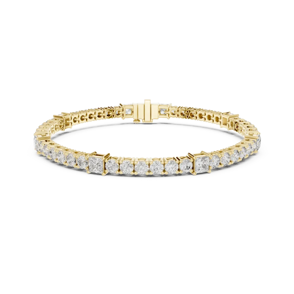 Symmetry Princess and Round Brilliant Geometric Tennis Bracelet - Image 2