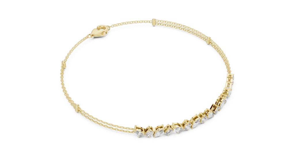 Discover the radiant brilliance of our mixed-cut DIAMEUR diamond tennis bracelet. Expertly handcrafted for those who seek modern, sustainable luxury.