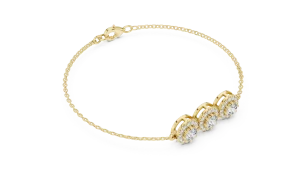 Luminary Round Brilliant Triple Halo Chain Bracelet