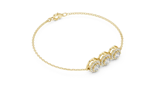 Luminary Round Brilliant Triple Halo Chain Bracelet
