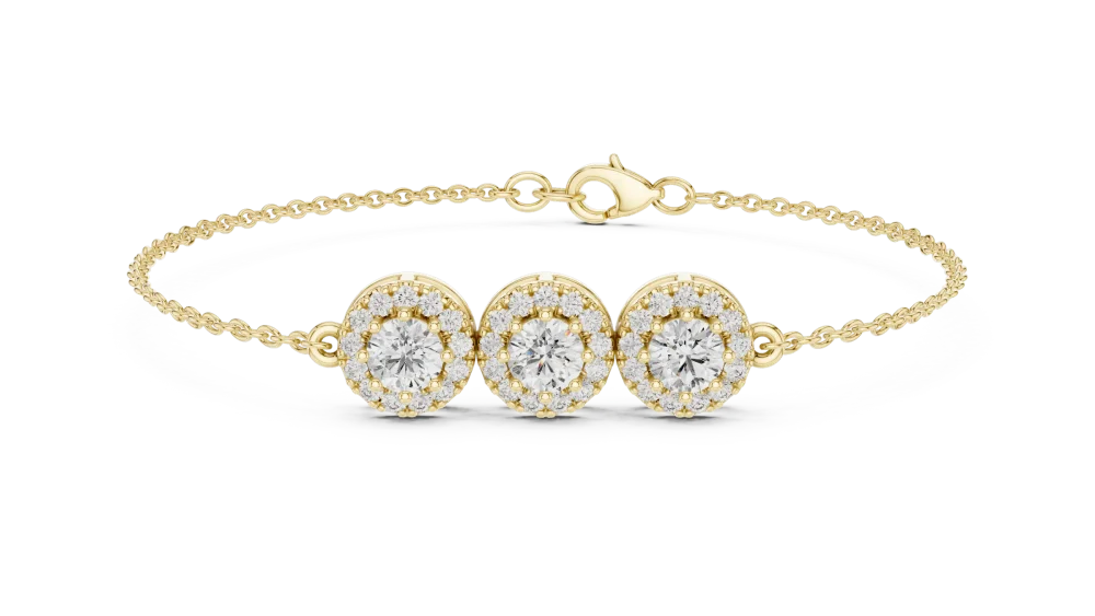Luminary Round Brilliant Triple Halo Chain Bracelet - Image 2