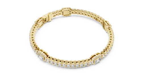 Luminary Emerald and Round Cut Geometric Tennis Bracelet