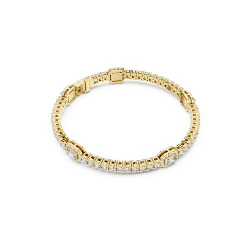 Luminary Emerald and Round Brilliant Cut Tennis Bracelet