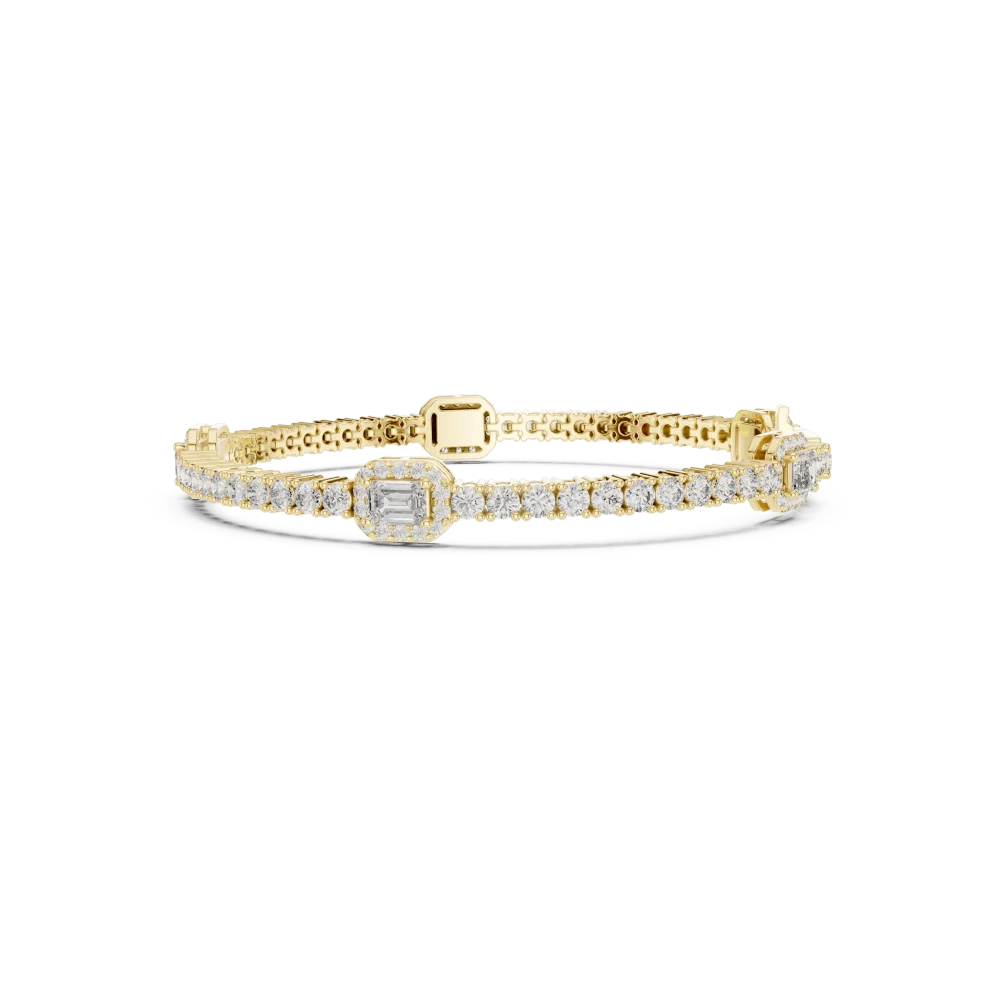 Luminary Emerald and Round Brilliant Cut Tennis Bracelet - Image 3