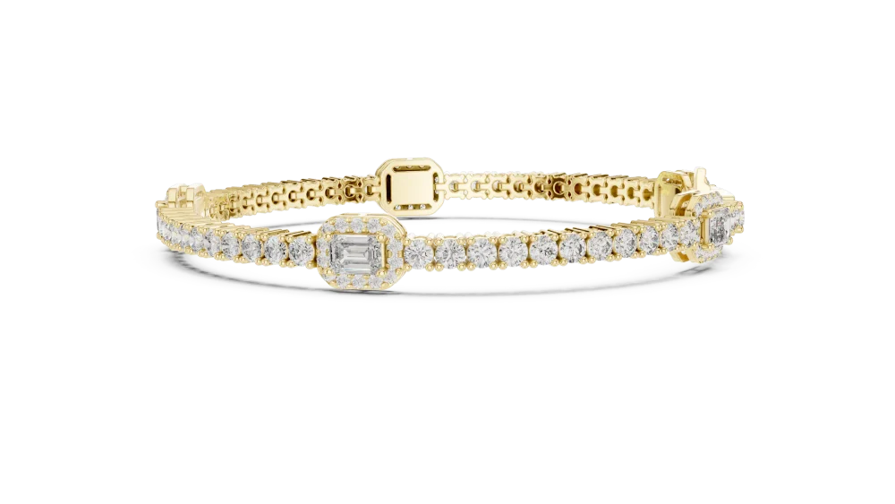 Luminary Emerald and Round Cut Geometric Tennis Bracelet - Image 3