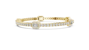 Luminary Emerald and Round Cut Geometric Tennis Bracelet - Image 3