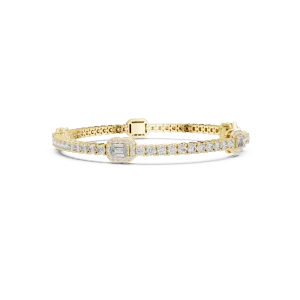 Luminary Emerald and Round Brilliant Cut Tennis Bracelet - Image 3