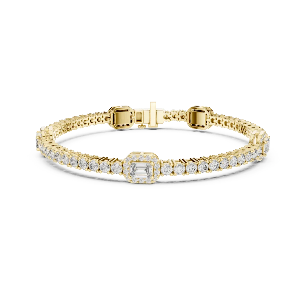 Luminary Emerald and Round Brilliant Cut Tennis Bracelet - Image 2