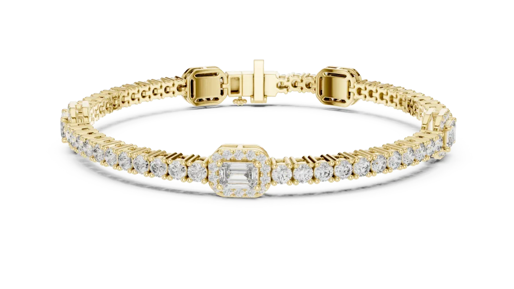 Luminary Emerald and Round Cut Geometric Tennis Bracelet - Image 2