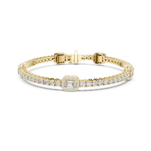 Luminary Emerald and Round Brilliant Cut Tennis Bracelet - Image 2
