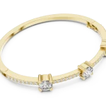 Luminary Round Brilliant Triple Solitaire Statement Bangle
