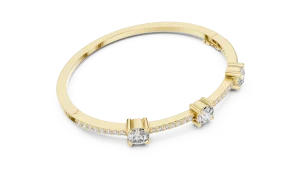 Luminary Round Brilliant Triple Solitaire Statement Bangle