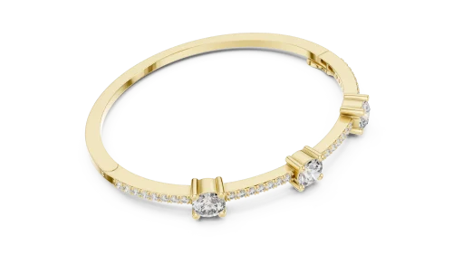 Luminary Round Brilliant Triple Solitaire Statement Bangle