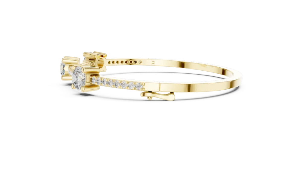 Luminary Round Brilliant Triple Solitaire Statement Bangle - Image 3