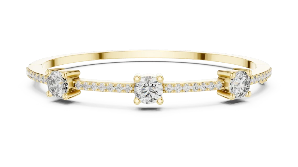 Luminary Round Brilliant Triple Solitaire Statement Bangle - Image 2