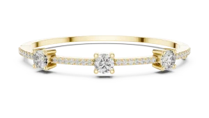 Luminary Round Brilliant Triple Solitaire Statement Bangle - Image 2