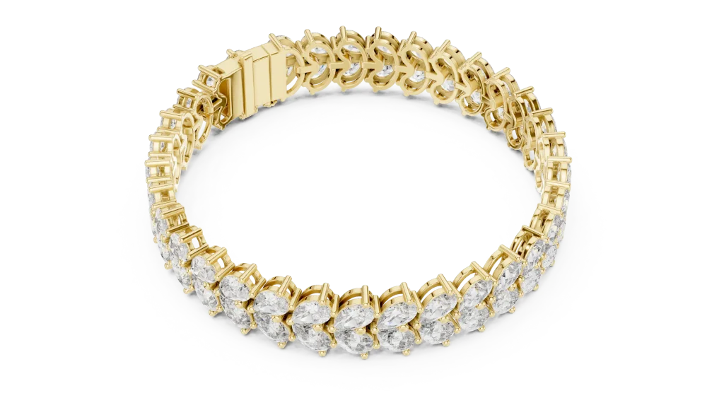 Adorn your wrist with the endless brilliance of our pear-cut DIAMEUR diamond tennis bracelet. Experience modern sustainable luxury. Shop yours now.