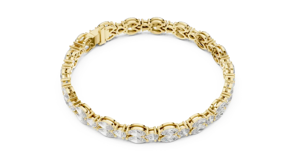 Discover the radiant allure of our alternating pear and marquise DIAMEUR diamond tennis bracelet. Elevate your collection with sustainable luxury today.