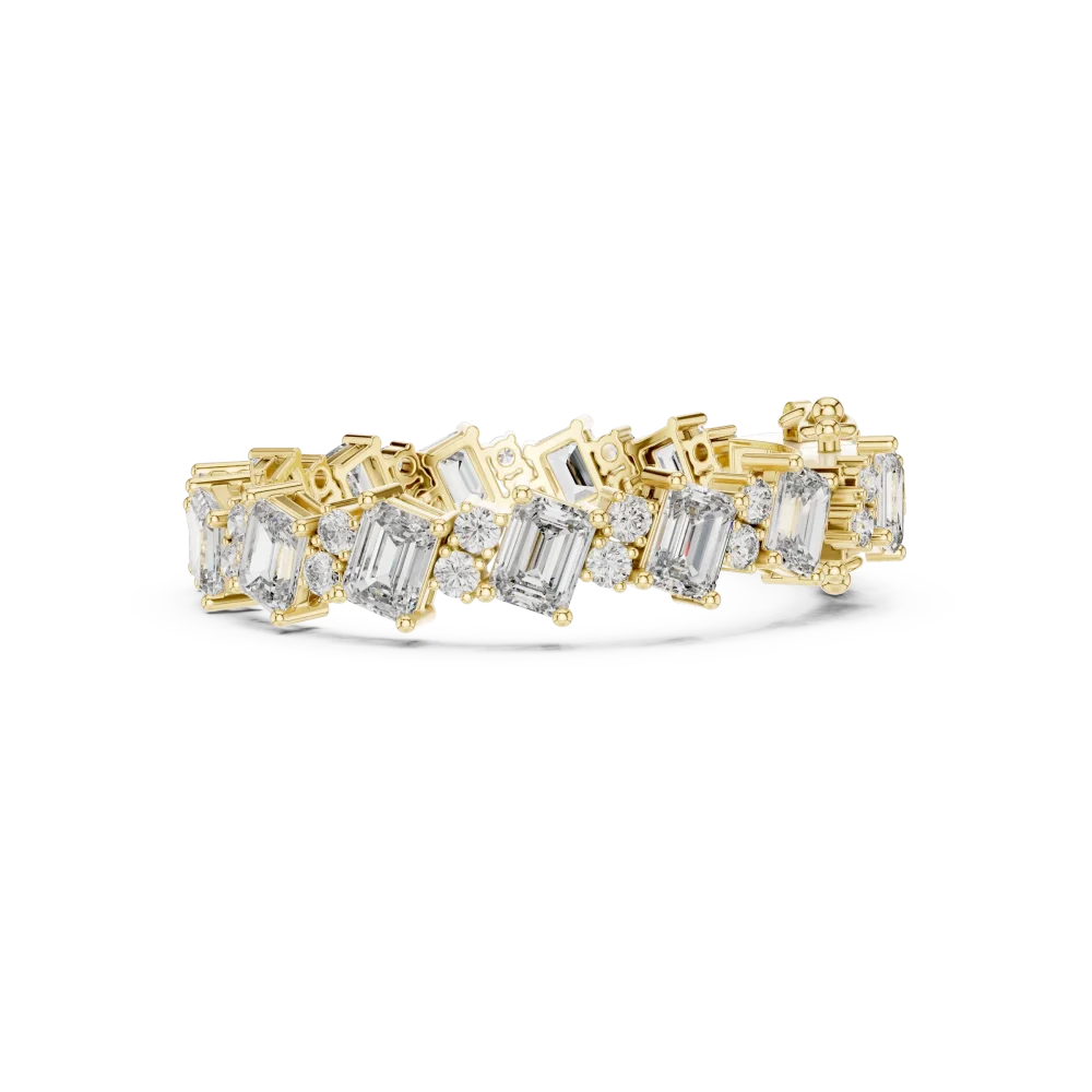 Luminary Emerald and Round Cut Architectural Tennis Bracelet - Image 3