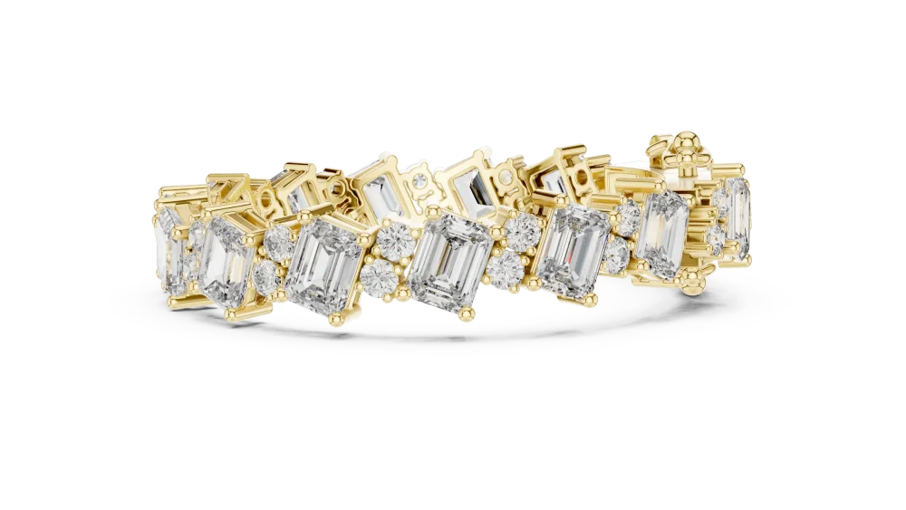 Symmetry Emerald and Round Cut Architectural Tennis Bracelet - Image 3