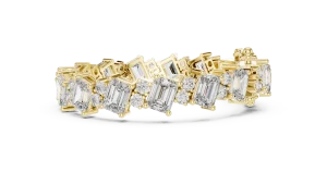 Symmetry Emerald and Round Cut Architectural Tennis Bracelet - Image 3