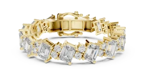 Symmetry Emerald and Round Cut Architectural Tennis Bracelet - Image 2
