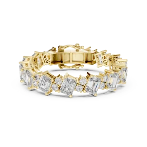 Luminary Emerald and Round Cut Architectural Tennis Bracelet - Image 2