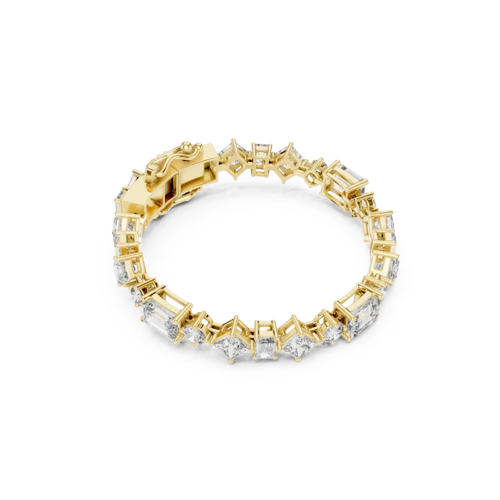 Discover unparalleled radiance with this architectural tennis bracelet, featuring a stunning array of DIAMEUR lab-grown diamonds. Shop the collection.