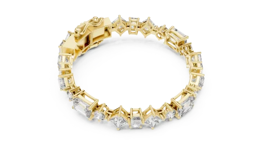 Symmetry Emerald and Princess Multi-Shape Statement Bracelet
