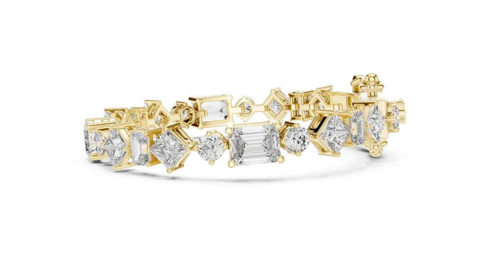 Symmetry Emerald and Princess Multi-Shape Statement Bracelet - Image 3