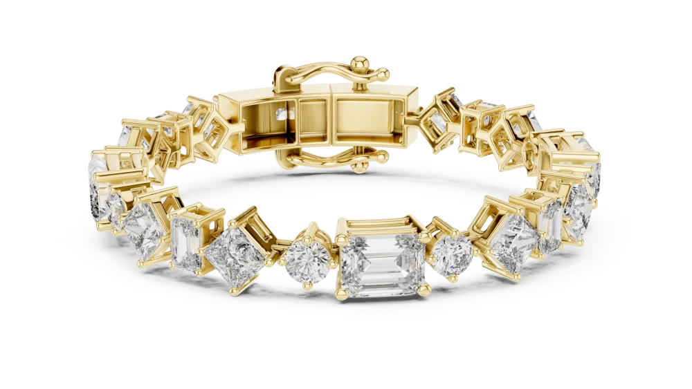Symmetry Emerald and Princess Multi-Shape Statement Bracelet - Image 2