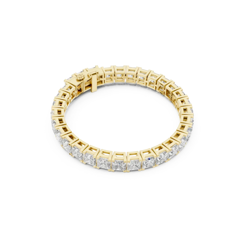 Discover the bold elegance of our architectural princess cut tennis bracelet. Featuring premium lab-grown DIAMEUR diamonds. Shop this luxury today.