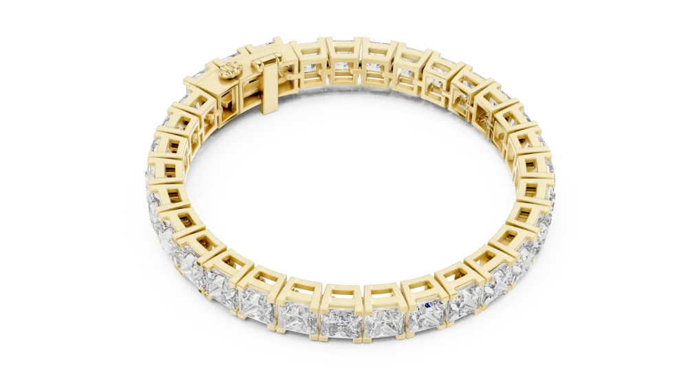 Discover the radiant allure of this princess cut tennis bracelet. Featuring premium DIAMEUR diamonds, this elegant piece defines sustainable luxury. Shop now.