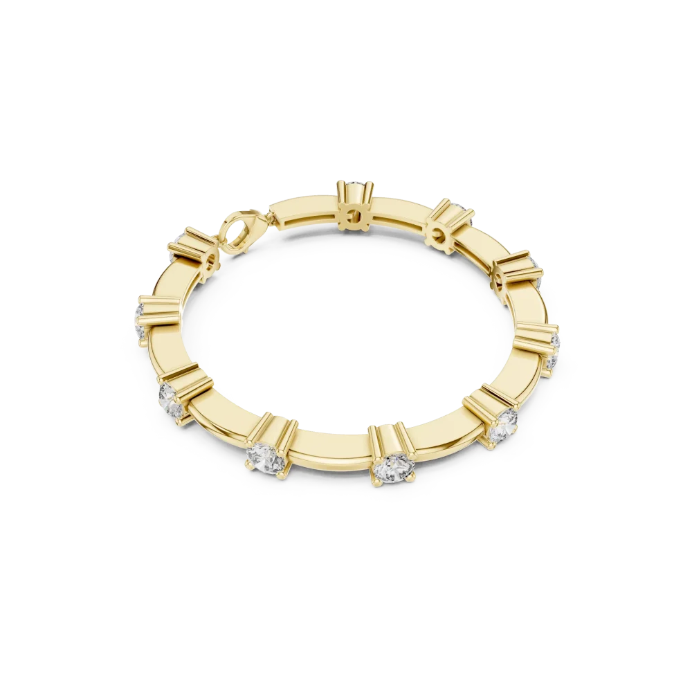Discover the bold, geometric brilliance of our round-cut DIAMEUR diamond tennis bracelet. Elevate your collection with this modern, handcrafted luxury.