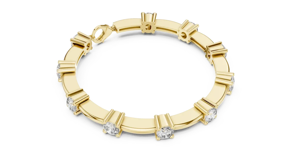 Discover the radiant allure of our round DIAMEUR diamond tennis bracelet. Expertly handcrafted for timeless elegance. Shop this sustainable luxury.
